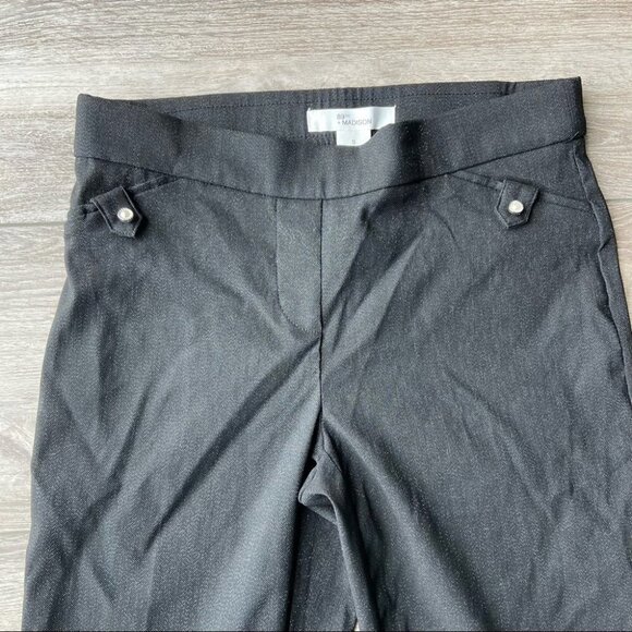 89th Madison Shiny Metallic Pearls Button Accents Pull On Pants - Picture 3 of 12